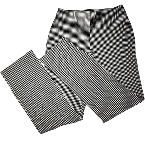 Nicole Miller Womens Pants Black And White Plaid High Waisted Split Leg Size 8 - Picture 14 of 15